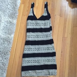 Black and taupe stripped lace dress